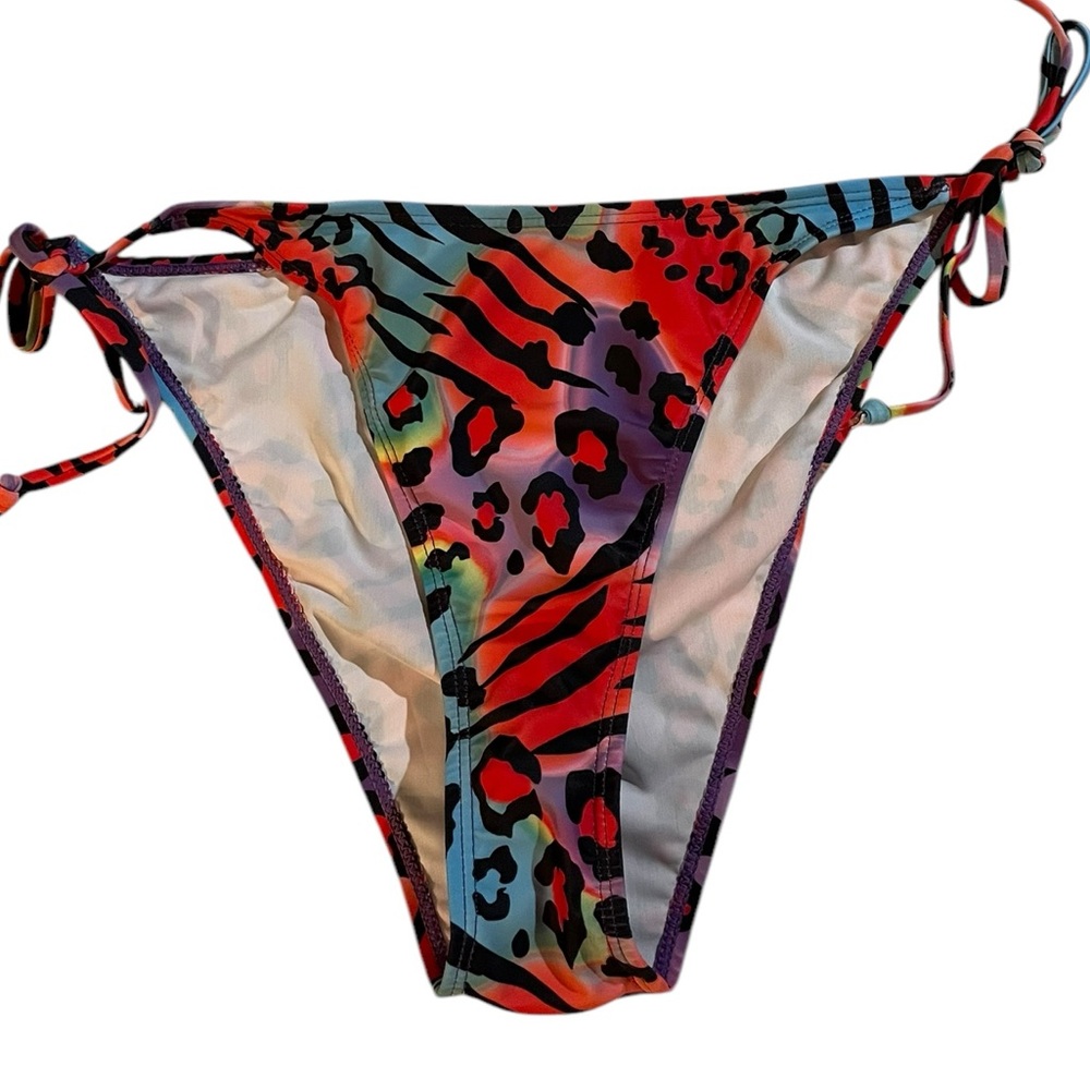 BNWT Vibrant Leopard Print Bikini Bottom (Rainbow with Black Lepord Print Multi)